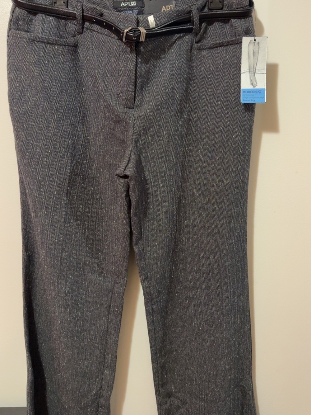 Apt. 9 Women's Dark Charcoal Herringbone Dress Pants